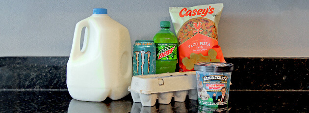 groceries on a kitchen counter